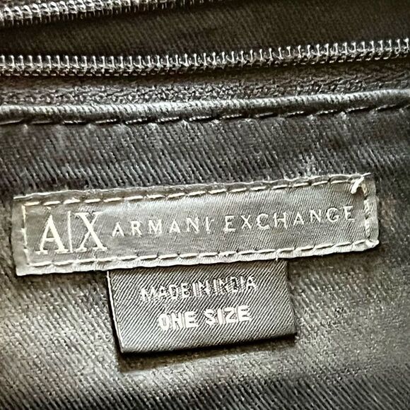 ARMANI EXCHANGE black leather shoulder/hobo bag snakeskin embossed. EUC - Picture 16 of 16